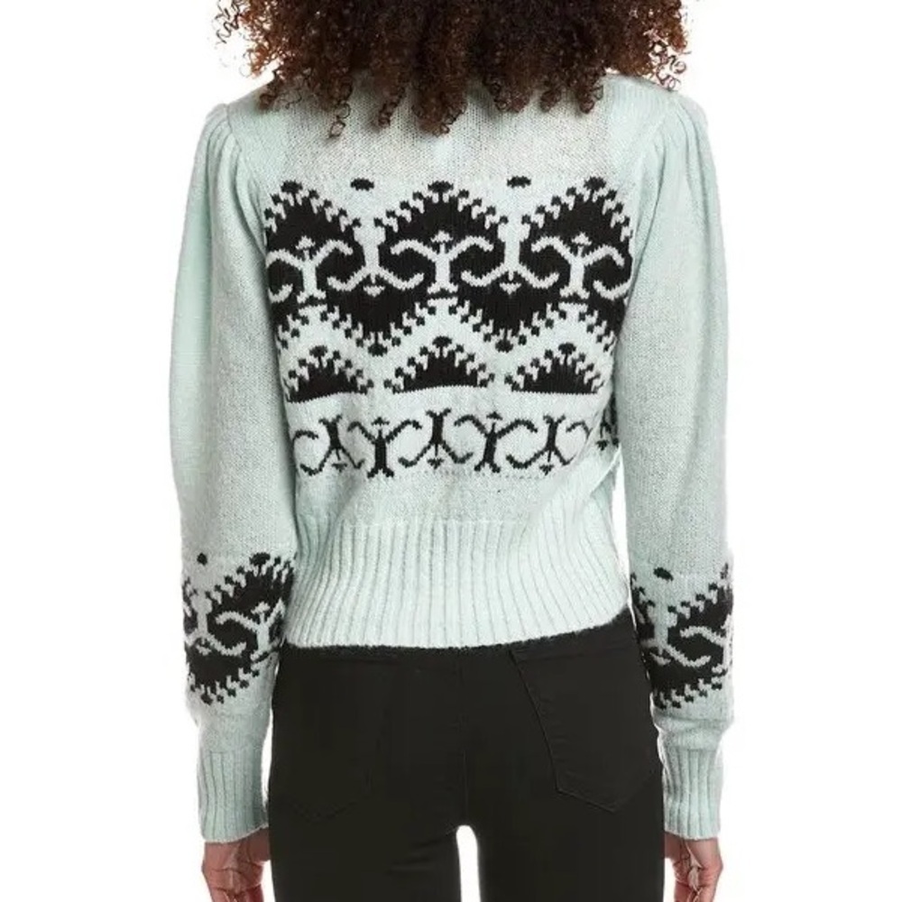 Joostricot LARGE 40'S Wool Cashmere Crewneck sweater mint green black